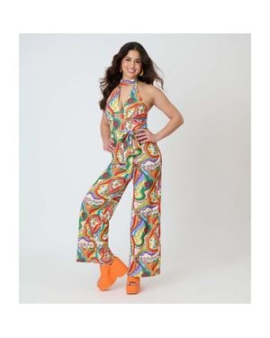 Smak Parlour Sashed Sleeveless Halter Glamour Goddess Jumpsuit - Multicolor