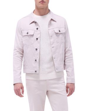 Bugatchi Stretch Linen & Cotton Trucker Jacket - Multicolor