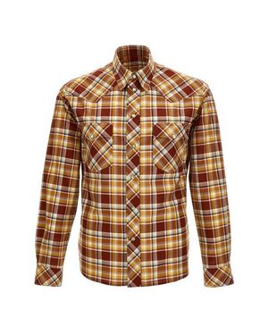 Versace Informal Plaid Snap-Up Western Shirt - Brown