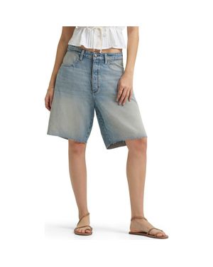 Lee Jeans Darted Slouch Raw Hem Denim Bermuda Shorts - Blue