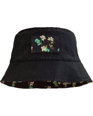 Lost Pattern Beach Blossom Reversible Bucket Hat - Black