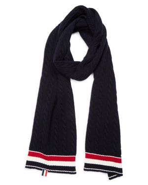 Thom Browne Cable Knit Virgin Wool Scarf - Black