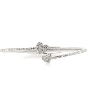 Kate Spade Pave Heart Open Hinge Cuff Bracelet - White