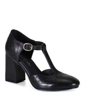 Diba True Juke Box Leather T Strap Mary Jane Heel - Black