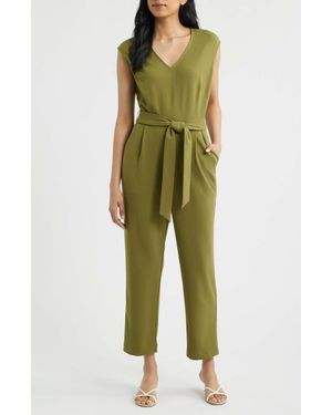 Anne Klein V-Neck Jumpsuit - Green