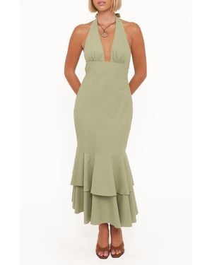 Petal & Pup Melody Plisse Halter Maxi Dress in Black | Lyst