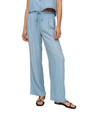 Bella Dahl Scallop Trim Wide Leg Chambray Pants - Blue