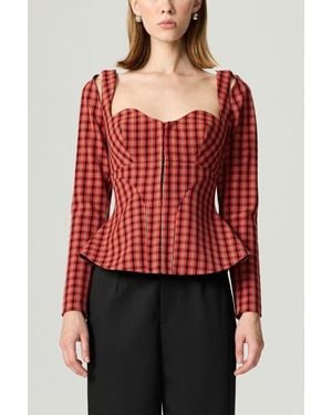 Nocturne Checked Corset Top - Red