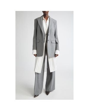 Michael Kors Stretch Virgin Wool Boyfriend Blazer - Gray