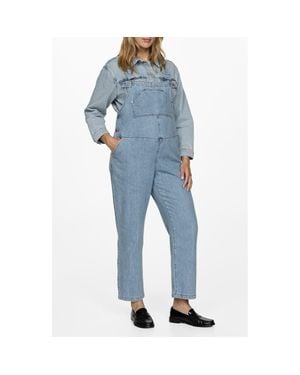 Mango Straight Leg Denim Maternity Overalls - Blue