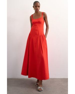 TOPSHOP Gathered Fit & Flare Maxi Dress
