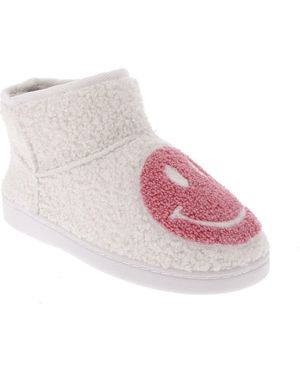 MIA Chill Smiley Faux Shearling Bootie Slipper - Pink