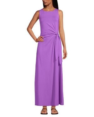 Lands' End Cotton Modal Sleeveless Tie Waist Maxi Dress - Purple