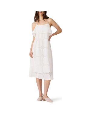 Steve Madden Flavia Lace Trim Midi Dress - White