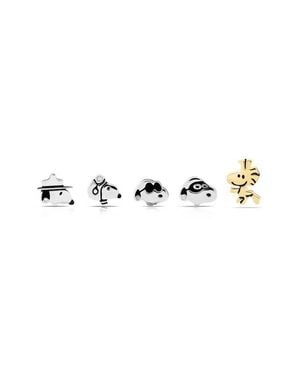 Crislu X Peanuts Snoopy & The Gang Set Of 5 Assorted Single Stud Earrings - Multicolor