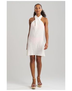 Natori Waves Mini Cover-Up Halter Dress - White