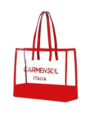 Carmen Sol Taormina Clear Tote Bag - Red