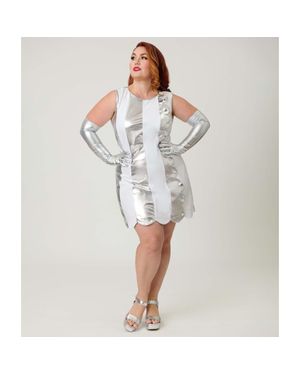 Smak Parlour Plus Size Stripe Scallop Mini Dress - Gray
