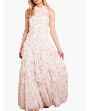 Needle & Thread Magnolia Ditsy Elia Halter Neck Gown - Pink