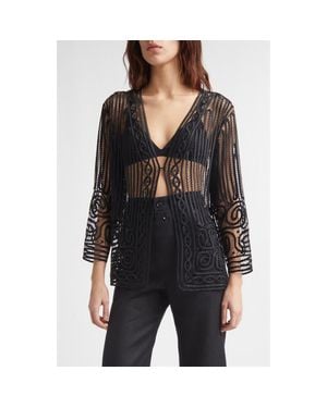 Bode Threadword Silk & Cotton Overshirt - Black