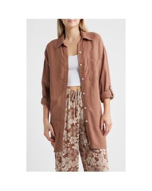Rip Curl Premium Linen Button-Up Blouse - Brown