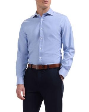 Bugatchi Axel Check Jacquard Cotton Button-Up Shirt - Blue