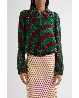 Dries Van Noten Abstract Sequin Jacket - Red
