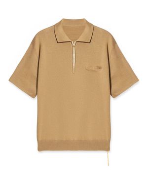 Fortela Laight 3/4 Zip Short Sleeve Polo - Natural