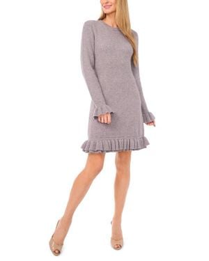 Cece Ruffle Trim Long Sleeve Sweater Minidress - Multicolor
