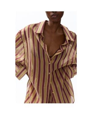 H&M Oversized Lyocell-Blend Shirt - Brown