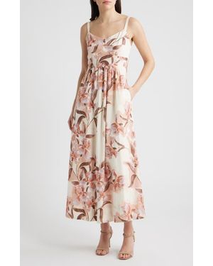 Parker Seamed Linen Blend Midi Sundress - Multicolor