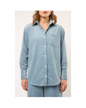 Viens Avec Moi The Odyssey Relaxed Button-Up Corduroy Shirt - Blue