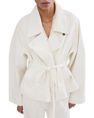 Mango Belted Denim Trench Coat - White