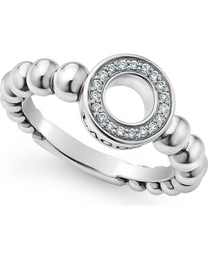 Lagos Caviar Spark Diamond Open Circle Ring - Metallic