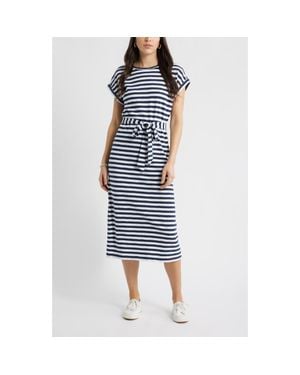 Caslon Tie Waist Midi Dress - Blue
