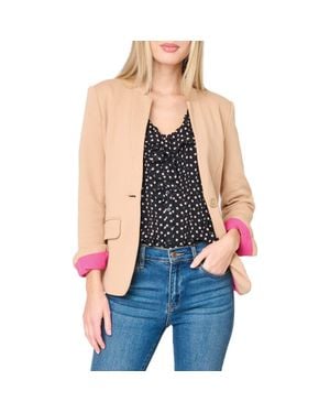 Gibsonlook Inverted Notch Collar Cotton Blend Knit Blazer - Blue