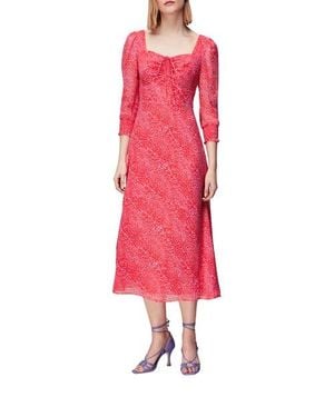 Whistles Diagonal Leopard Midi Dress - Pink