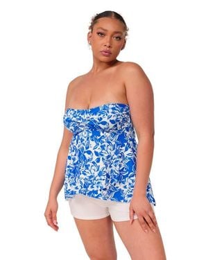 Sunsets Escape Molly Bandeau Tankini Swimsuit Top - Blue
