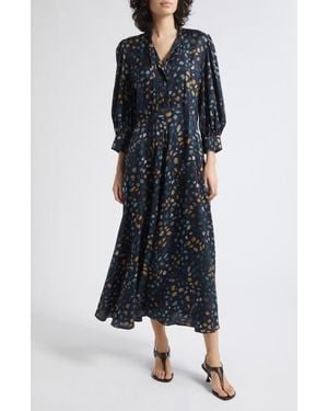 Marella Painted Spot Tie Neck Midi Dress - Black