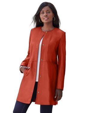 Jessica London Three Quarter Leather Jacket - Red