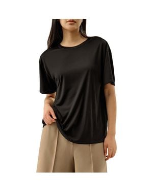 LILYSILK Oversized Silk Jersey Tee - Black