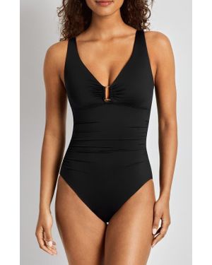 Ralph Lauren Ring Underwire One-Piece Swimsuit - Black