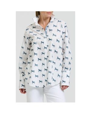 SHIRTY Elodie Stripe Cotton Button-Up Shirt - Blue
