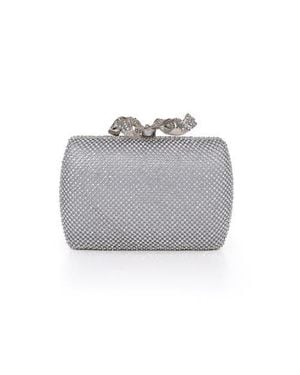 Badgley Mischka Cassia Crystal Minaudiere W. Bow Clasp - Gray