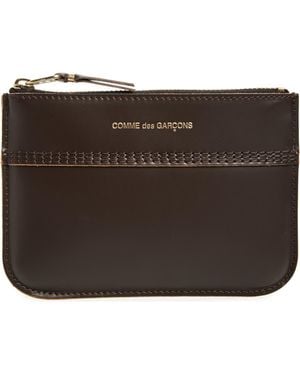 Comme des Garçons Triple Stitch Leather Zip Pouch - Brown