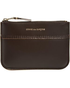 Comme des Garçons Triple Stitch Leather Zip Pouch - Brown