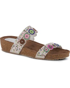 AZURA BY SPRING STEP Bahama Embellished Slide Sandal - Brown