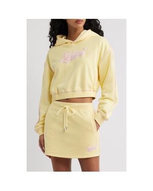Kulani Kinis Puff Paint Cropped Hoodie - Yellow