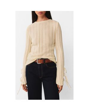 Mango Bow Cuff Rib Sweater - Blue