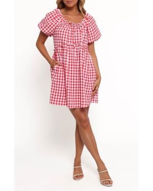 Petal & Pup Dorthea Gingham Cotton Blend Minidress - Red